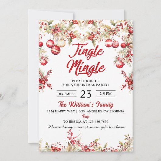 Jingle & Mingle Kerstfeest Kaart (Voorkant)