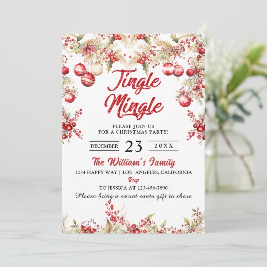 Jingle & Mingle Kerstfeest Kaart (Staand voorkant)