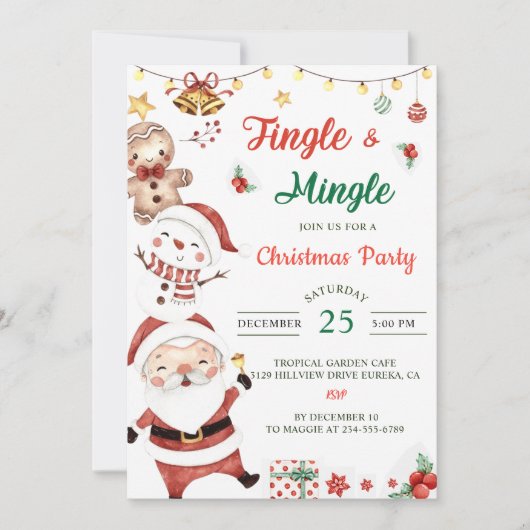 Jingle & Mingle kerstfeest Kaart (Voorkant)