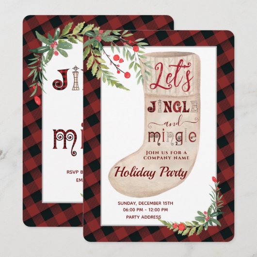 Jingle & mingle kerstfeest op feestdag kaart (Voorkant / Achterkant)