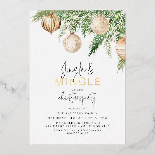 Jingle & Mingle Kerstfeest Uitnodiging (Voorkant)