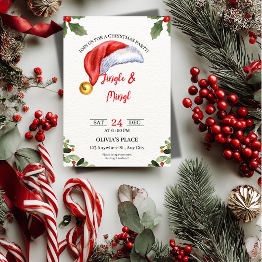 Jingle & Mingle Kerstfeest Uitnodiging 