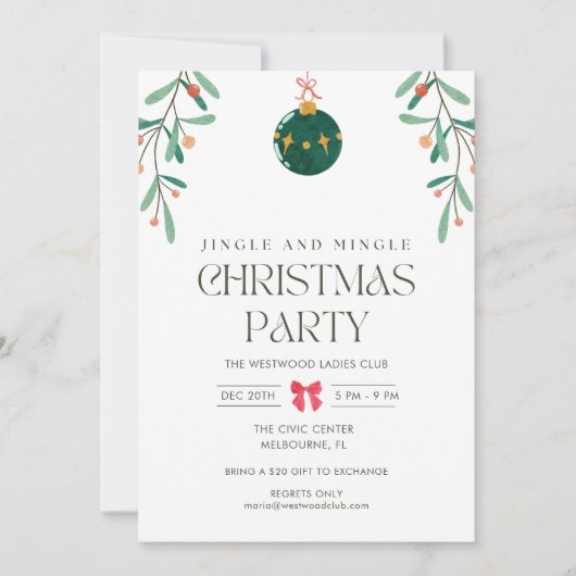 Jingle Mingle Kerstfeest uitnodiging (Voorkant)