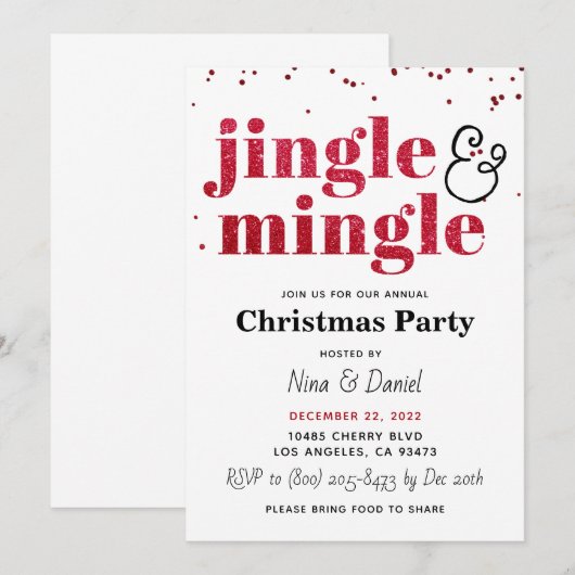 Jingle & Mingle-kerstfeestdag Kaart (Voorkant / Achterkant)