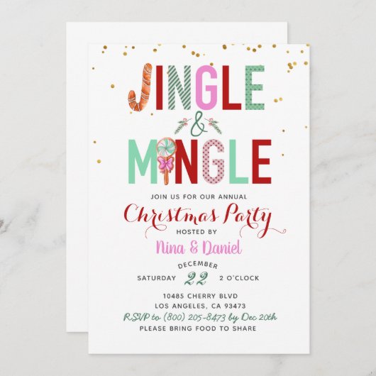 Jingle & Mingle-kerstfeestdag Kaart (Voorkant / Achterkant)