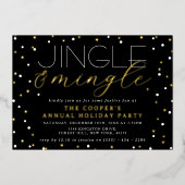 Jingle & Mingle Kerstmis Feest Echt Folie Uitnodiging (Voorkant)
