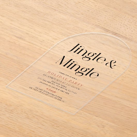 Jingle & Mingle minimaal kerstfeestje Acryl Uitnodigingen (Laagn)