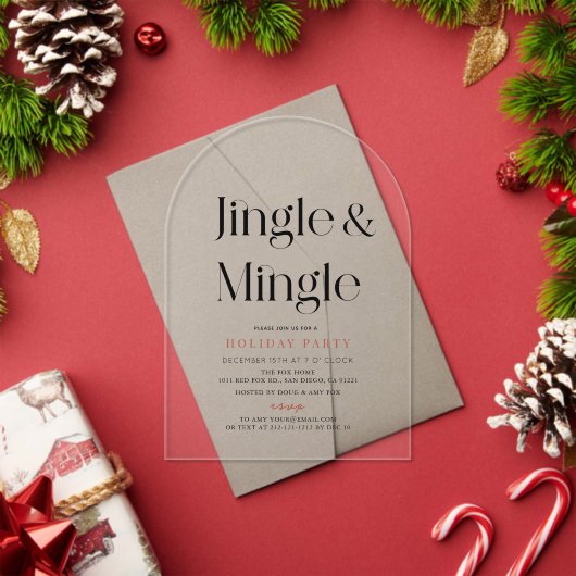 Jingle & Mingle minimaal kerstfeestje Acryl Uitnodigingen (Insity (Feestdagen))