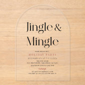 Jingle & Mingle minimaal kerstfeestje Acryl Uitnodigingen (Voorkant)