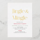 Jingle & Mingle minimaal kerstfeestje Folie Uitnodiging (Voorkant)