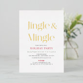 Jingle & Mingle minimaal kerstfeestje Folie Uitnodiging (Staand Voorkant)