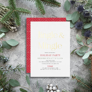 Jingle & Mingle minimaal kerstfeestje Folie Uitnodiging