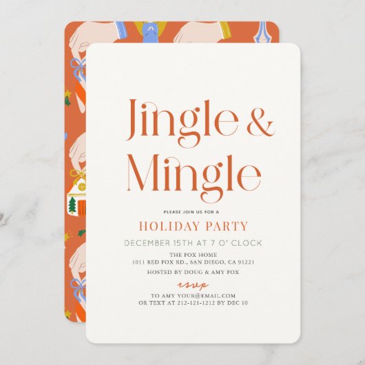 Jingle & Mingle minimaal kerstfeestje Kaart (Voorkant / Achterkant)