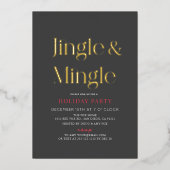 Jingle & Mingle Minimale Kerstvakantie feest BK Folie Uitnodiging (Voorkant)