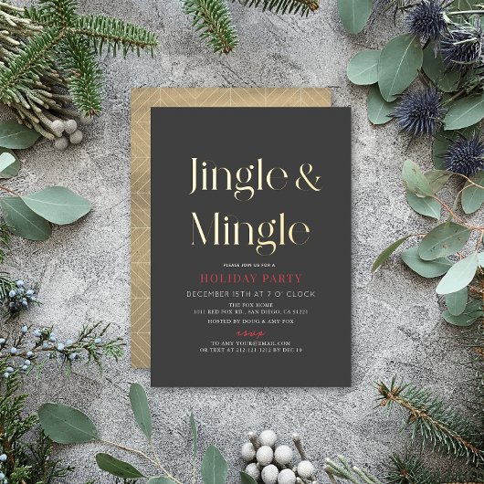 Jingle & Mingle Minimale Kerstvakantie feest BK Folie Uitnodiging