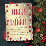 Jingle & Mingle Modern Holiday Party Kaart<br><div class="desc">Met deze leuke en trendy "Jingle and Mingle" feestuitnodigingen vieren we de feestdagen in stijl deze kerst. Het ontwerp is gemakkelijk te personaliseren en uw gasten zullen enthousiast zijn wanneer zij deze stijlvolle uitnodigingen ontvangen.</div>