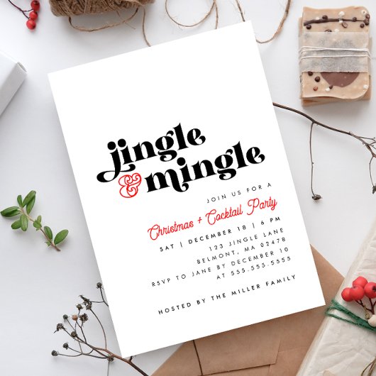 Jingle Mingle Moderne Kerstmis Cocktail Party Kaart