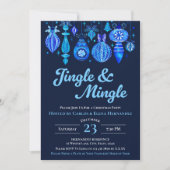 Jingle & Mingle Navy Christmas Baubles Waterverf Kaart (Voorkant)
