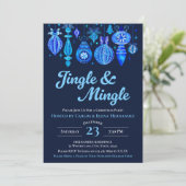 Jingle & Mingle Navy Christmas Baubles Waterverf Kaart (Staand voorkant)