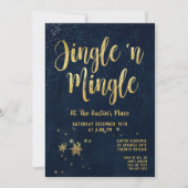 Jingle Mingle Navy Gold Calligraphy Holiday Kaart (Voorkant)