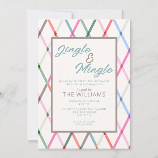 Jingle Mingle Pastel geruit patroon Kerstmis Kaart (Voorkant)