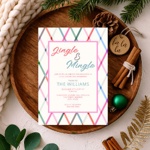 Jingle Mingle Pastel geruit patroon Kerstmis Kaart