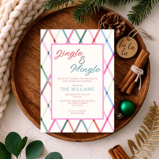 Jingle Mingle Pastel geruit patroon Kerstmis Kaart