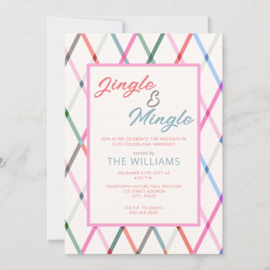 Jingle Mingle Pastel geruit patroon Kerstmis Kaart (Voorkant)