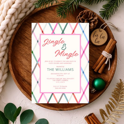 Jingle Mingle Pastel Geruite Patroon Kerstmis Kaart