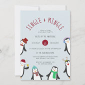 Jingle & Mingle Penguin Vakantie Feest Kaart (Voorkant)
