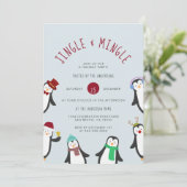 Jingle & Mingle Penguin Vakantie Feest Kaart (Staand voorkant)