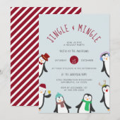 Jingle & Mingle Penguin Vakantie Feest Kaart (Voorkant / Achterkant)
