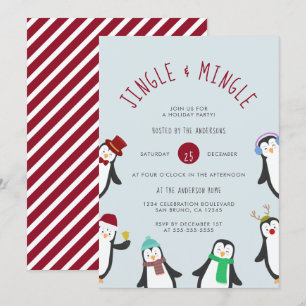 Jingle & Mingle Penguin Vakantie Feest Kaart