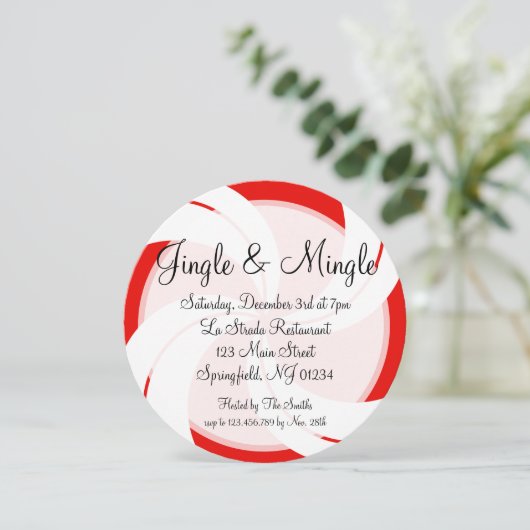 Jingle & Mingle Peppermint-kerstuitnodiging Kaart (Staand voorkant)
