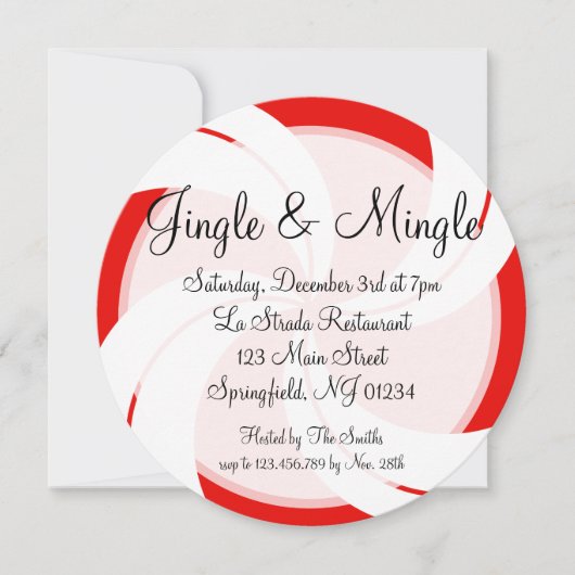 Jingle & Mingle Peppermint-kerstuitnodiging Kaart (Voorkant)