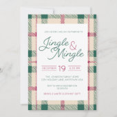 Jingle & Mingle Plaid Holiday Party Invitation Kaart (Voorkant)