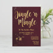 Jingle Mingle Red Gold Calligraphy Holiday Party Kaart (Staand voorkant)
