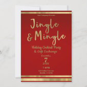 Jingle & Mingle Red Gold Corporate Christmas Party Kaart (Voorkant)