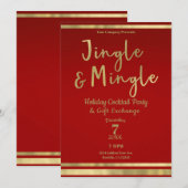 Jingle & Mingle Red Gold Corporate Christmas Party Kaart (Voorkant / Achterkant)