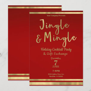 Jingle & Mingle Red Gold Corporate Kerstparty Kaart