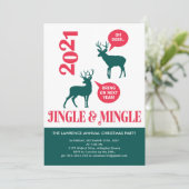 Jingle & Mingle Reindeer Kerstparty Fun Kaart (Staand voorkant)