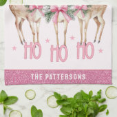 Jingle Mingle Rendier Geschenk met Aangepaste Naam Theedoek (Gevouwen)
