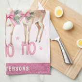 Jingle Mingle Rendier Geschenk met Aangepaste Naam Theedoek (Quarter Fold)