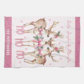 Jingle Mingle Rendier Geschenk met Aangepaste Naam Theedoek (Horizontaal)