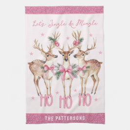 Jingle Mingle Rendier Geschenk met Aangepaste Naam Theedoek