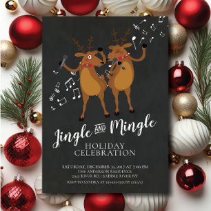 Jingle & Mingle Rendier Vakantie Party uitnodiging