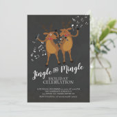 Jingle & Mingle Rendier Vakantie Party uitnodiging (Staand voorkant)