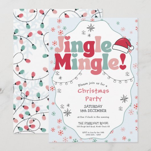 Jingle Mingle Retro Kerstfeest Kaart (Voorkant / Achterkant)