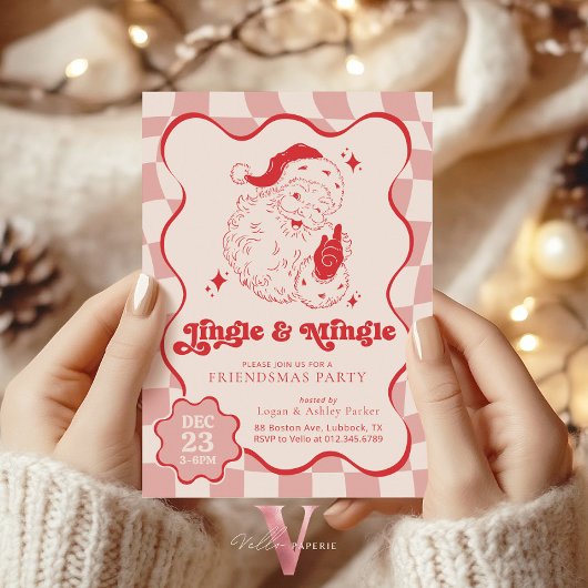 Jingle & Mingle Retro Kerstmis Vriendenfeest Kaart