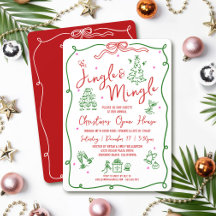 Jingle Mingle Rood Groen Met de Hand Getekende Doo